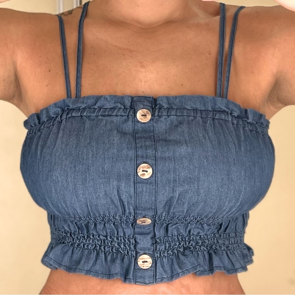 NWT denim crop top